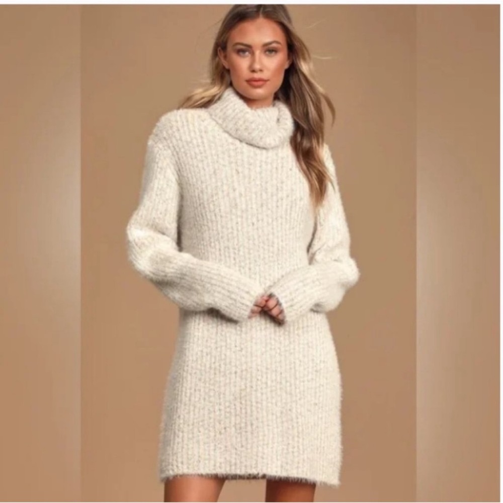 LULU’s | Sweet Whispers Ivory Multicolor Sweater Dress